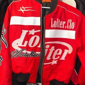 Red and White Men's Bomber Jacket